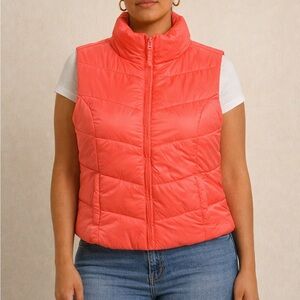 Aeropostale Vibrant Coral Quilted Vest